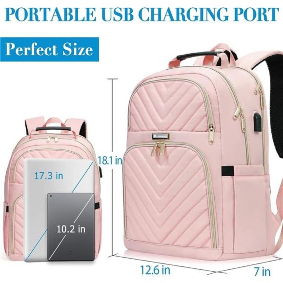 Laptop Backpack for Women, 17.3 Inch Large School Backpack for Girls Waterproof - Picture 2 of 6